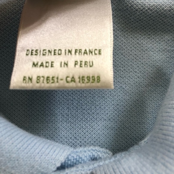 LaCoste Mens Cotton Polo SZ. 7/XXL Short Sleeve Lt. Blue Croc Logo - Picture 3 of 5